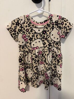 Hello Kitty Cream & Pink Short Sleeve Tee Dress